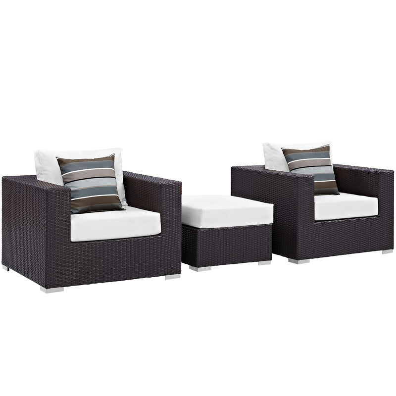Modway Convene 3 Piece Outdoor Patio Ottoman & Armchair Set - EEI-2363 - EEI-2363 | Outdoor Sofas, Loveseats & Sectionals | Modishstore - 1