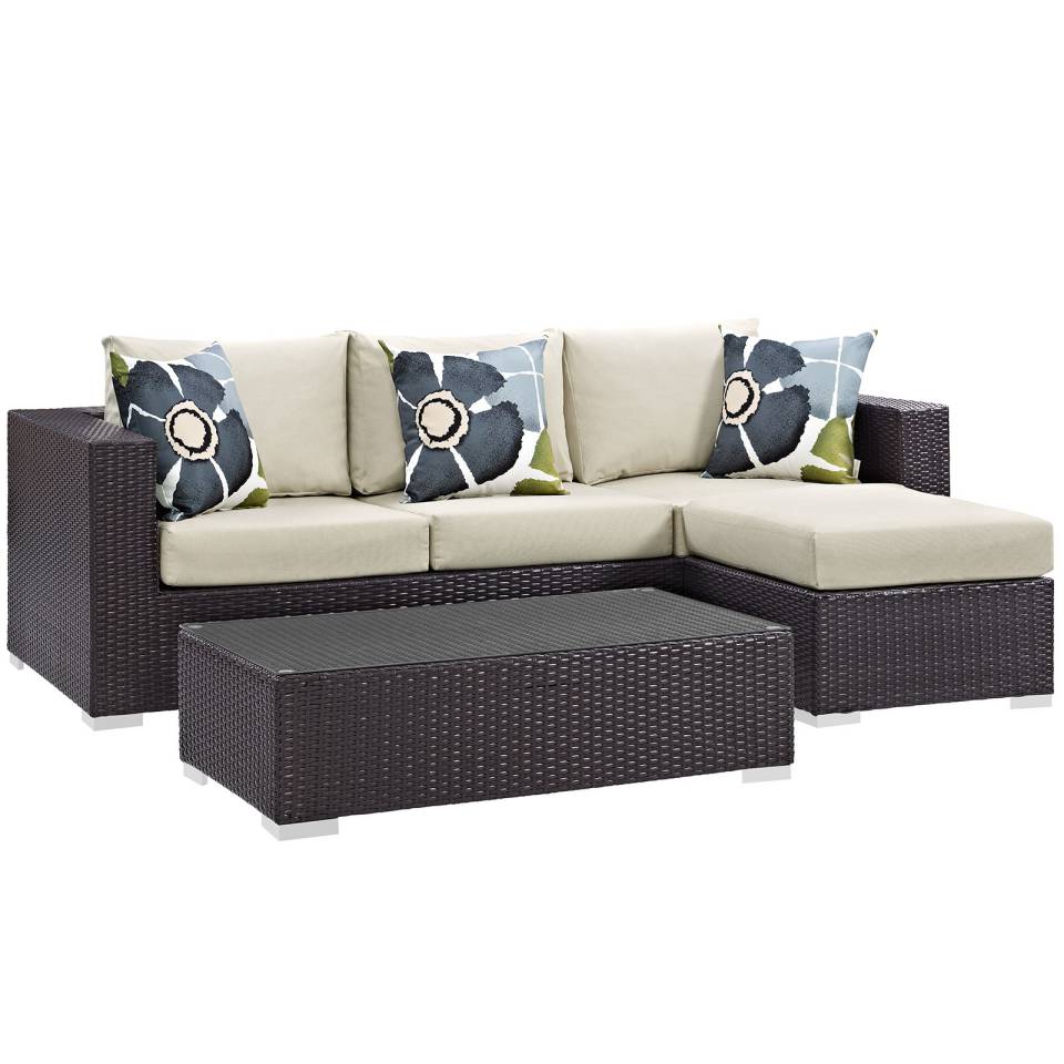 Modway Convene 3 Piece Outdoor Patio Sofa Set - EEI-2364 | Outdoor Sofas, Loveseats & Sectionals | Modishstore - 2