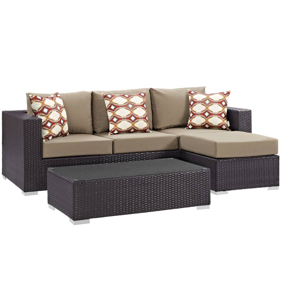 Modway Convene 3 Piece Outdoor Patio Sofa Set - EEI-2364 | Outdoor Sofas, Loveseats & Sectionals | Modishstore - 10