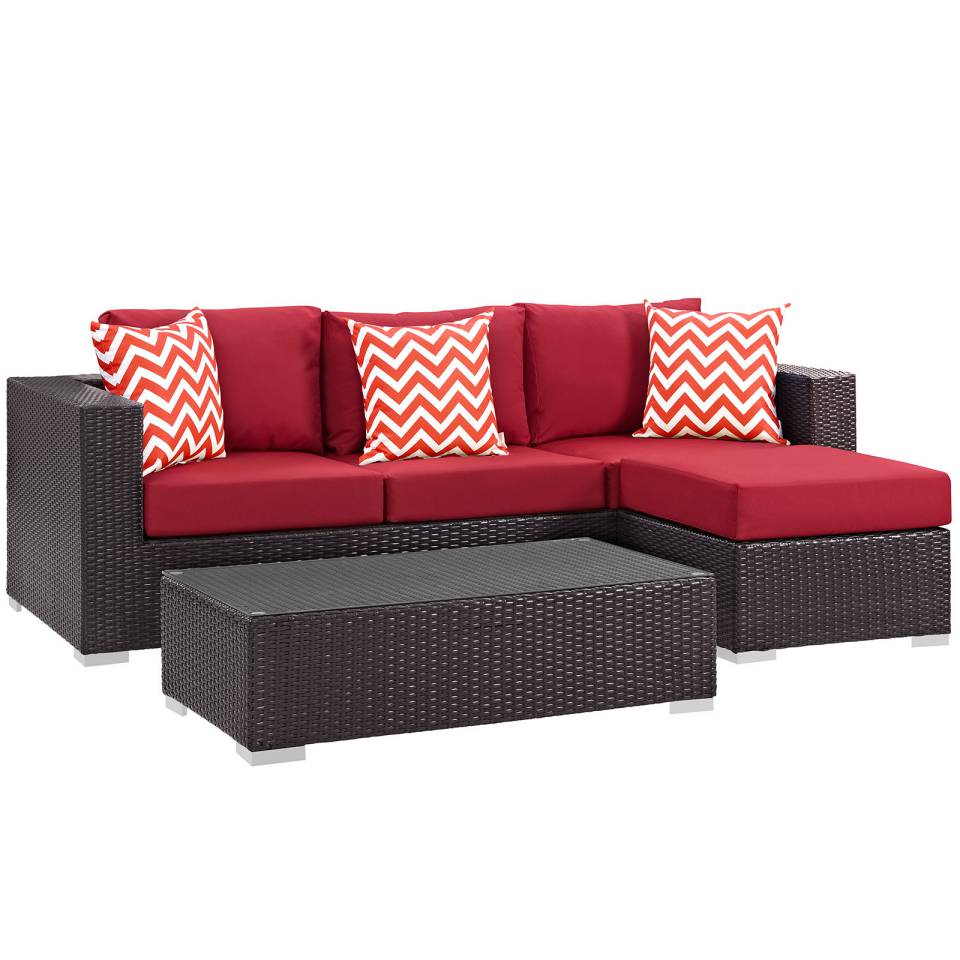Modway Convene 3 Piece Outdoor Patio Sofa Set | Outdoor Sofas, Loveseats & Sectionals | Modishstore-3