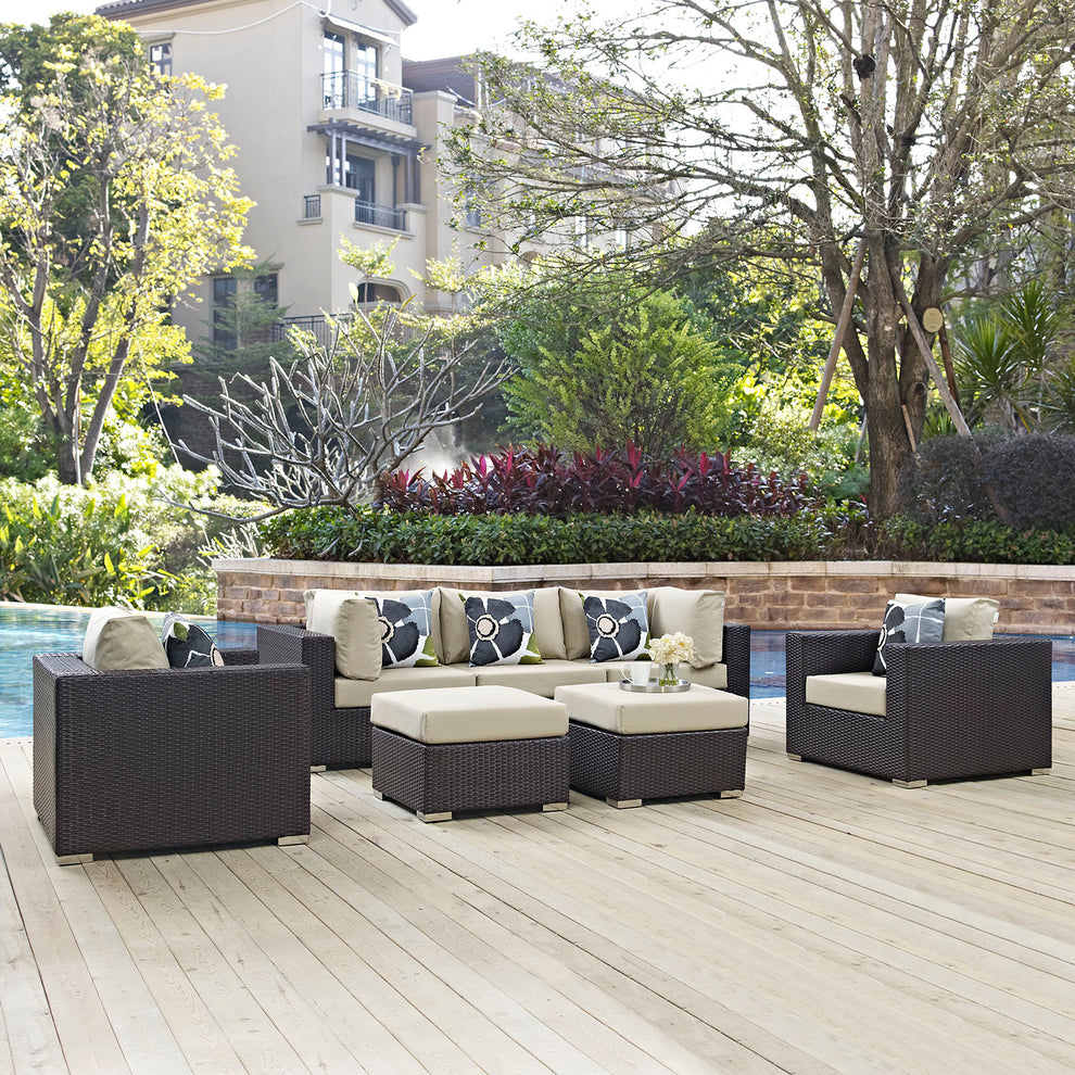 Convene 7 Piece Outdoor Patio Sectional Set By Modway - EEI-2365 | Outdoor Sofas, Loveseats & Sectionals | Modishstore - 1