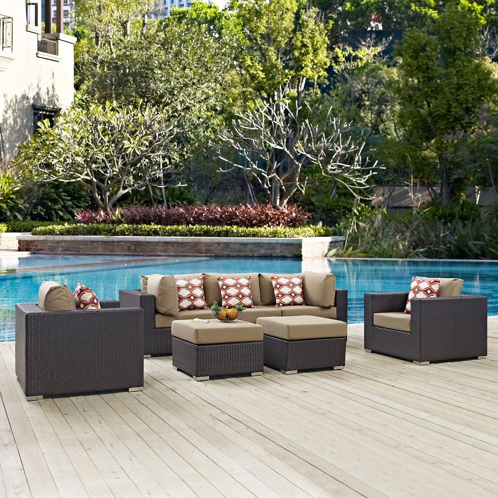 Convene 7 Piece Outdoor Patio Sectional Set By Modway - EEI-2365 | Outdoor Sofas, Loveseats & Sectionals | Modishstore - 7
