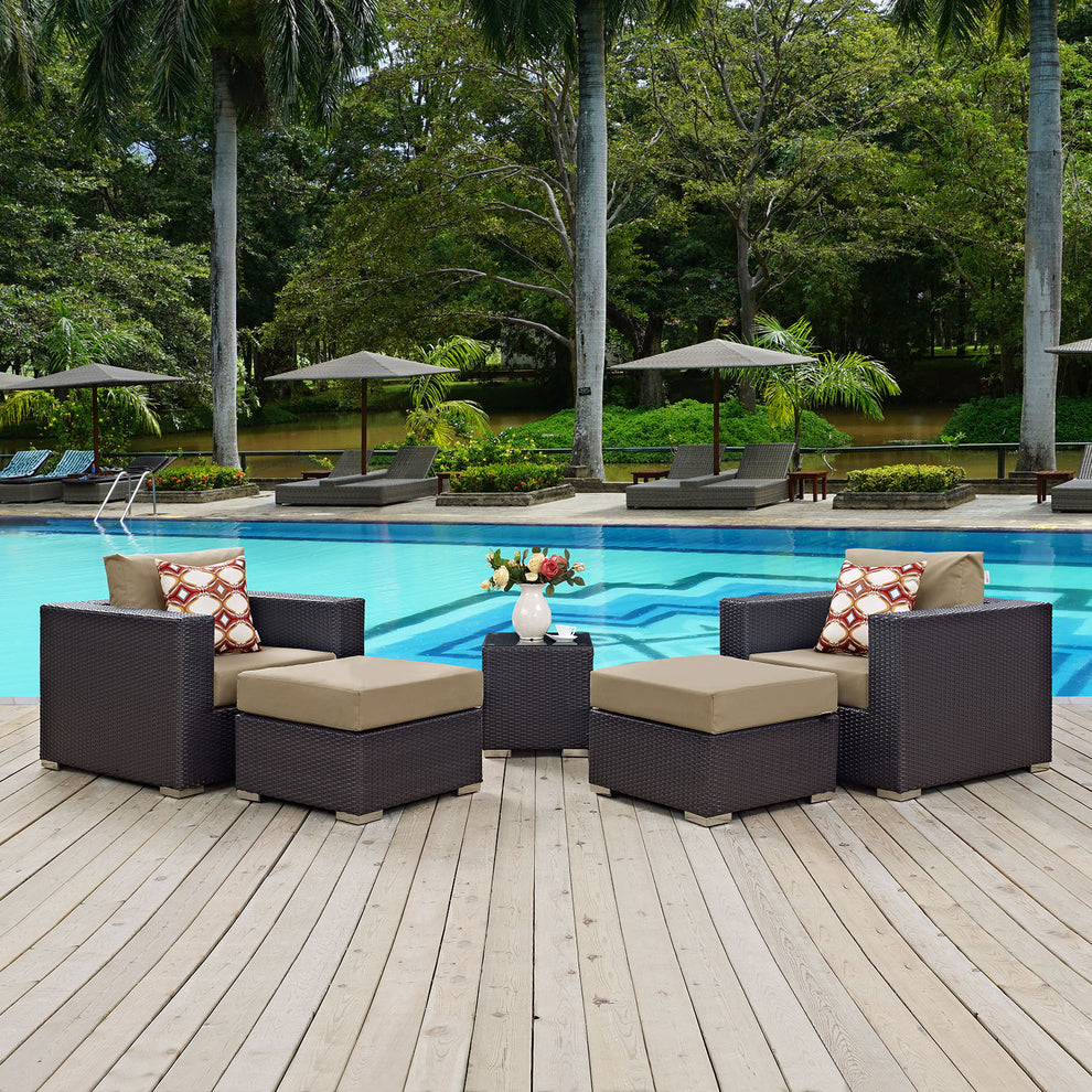 Convene 5 Piece Outdoor Patio Sectional Set By Modway - EEI-2366 | Outdoor Sofas, Loveseats & Sectionals | Modishstore - 7