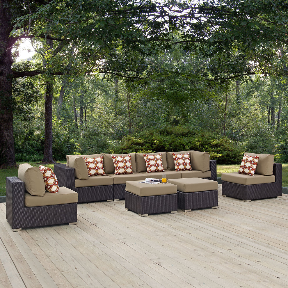 Convene 8 Piece Outdoor Patio Sectional Set By Modway - EEI-2369 | Outdoor Sofas, Loveseats & Sectionals | Modishstore - 6