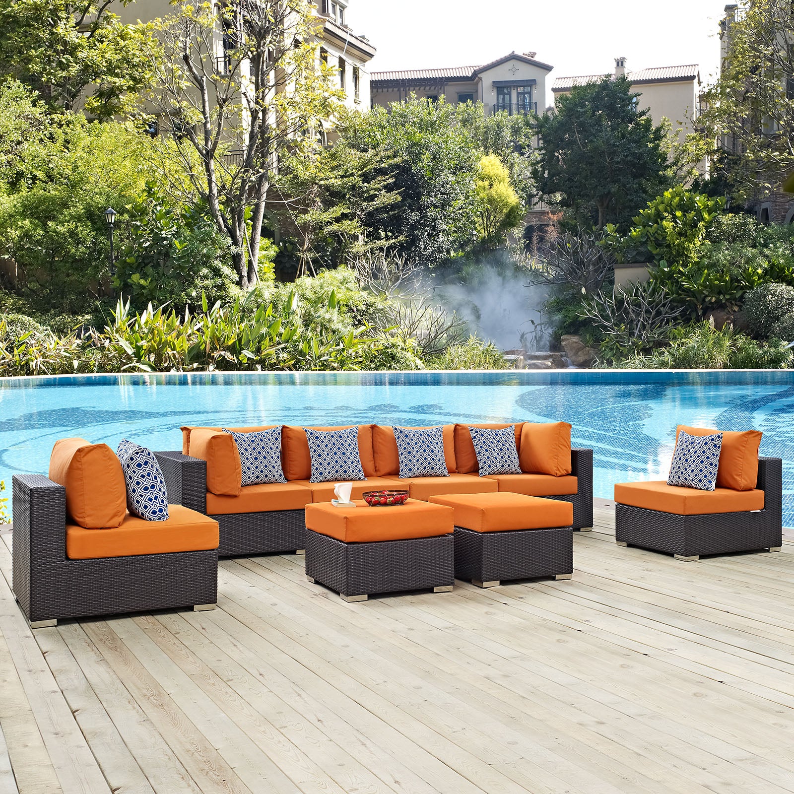 Convene 8 Piece Outdoor Patio Sectional Set By Modway - EEI-2369 | Outdoor Sofas, Loveseats & Sectionals | Modishstore - 11