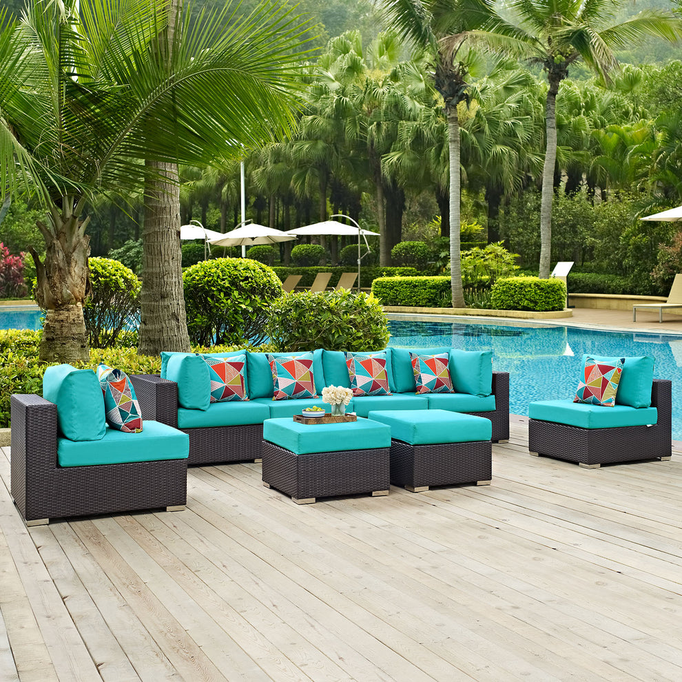 Convene 8 Piece Outdoor Patio Sectional Set By Modway - EEI-2369 | Outdoor Sofas, Loveseats & Sectionals | Modishstore - 21