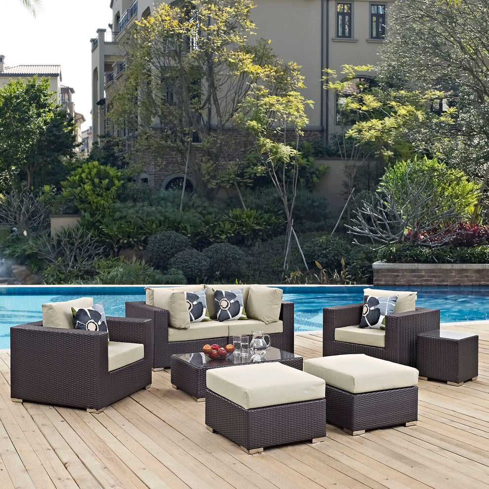 Convene 8 Piece Outdoor Patio Sectional Set By Modway - EEI-2371 | Outdoor Sofas, Loveseats & Sectionals | Modishstore - 1