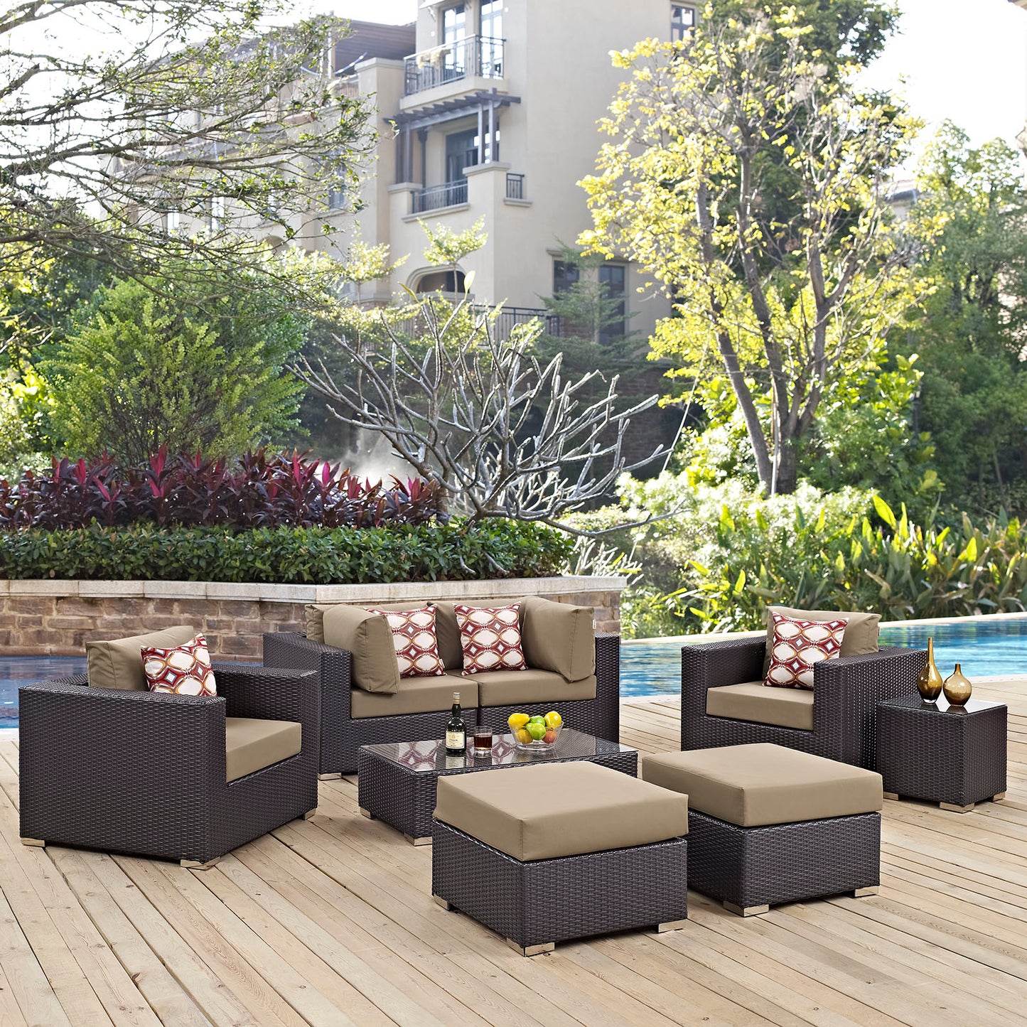 Convene 8 Piece Outdoor Patio Sectional Set By Modway - EEI-2371 | Outdoor Sofas, Loveseats & Sectionals | Modishstore - 9