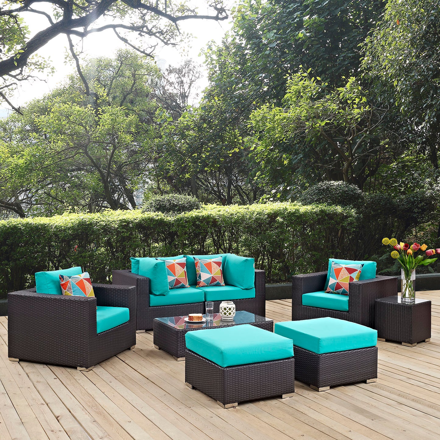 Convene 8 Piece Outdoor Patio Sectional Set By Modway - EEI-2371 | Outdoor Sofas, Loveseats & Sectionals | Modishstore - 41