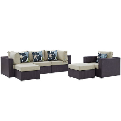Modway Convene 6 Piece Outdoor Patio Sectional Set | Outdoor Sofas, Loveseats & Sectionals | Modishstore