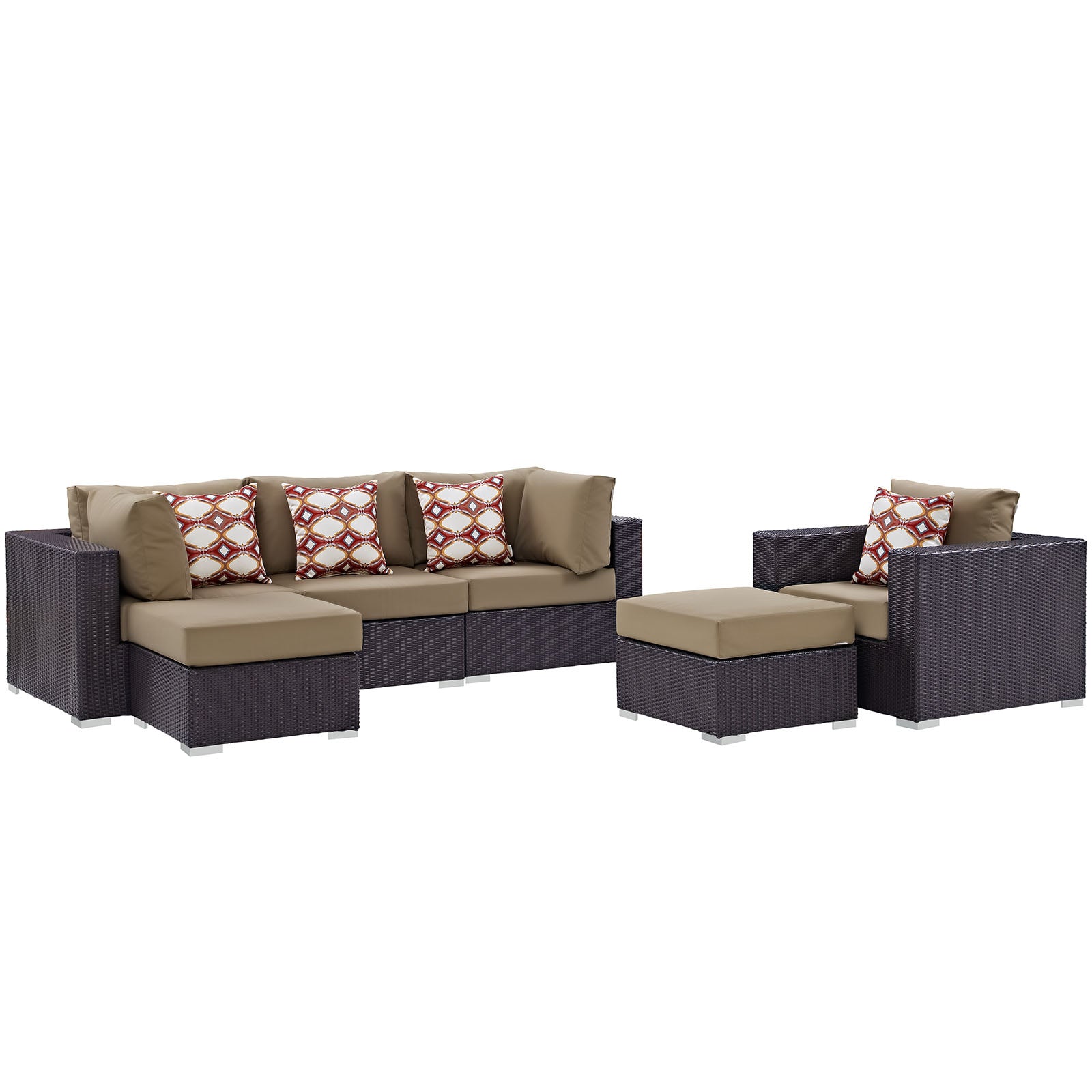 Modway Convene 6 Piece Outdoor Patio Sectional Set | Outdoor Sofas, Loveseats & Sectionals | Modishstore-4