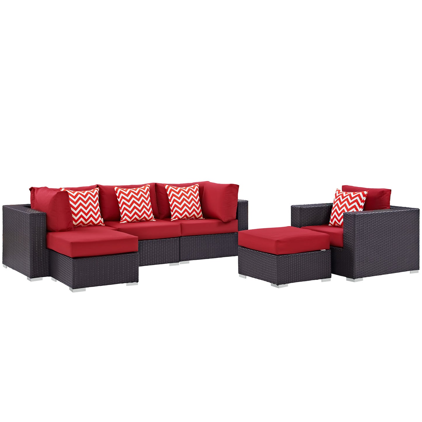 Modway Convene 6 Piece Outdoor Patio Sectional Set | Outdoor Sofas, Loveseats & Sectionals | Modishstore-13