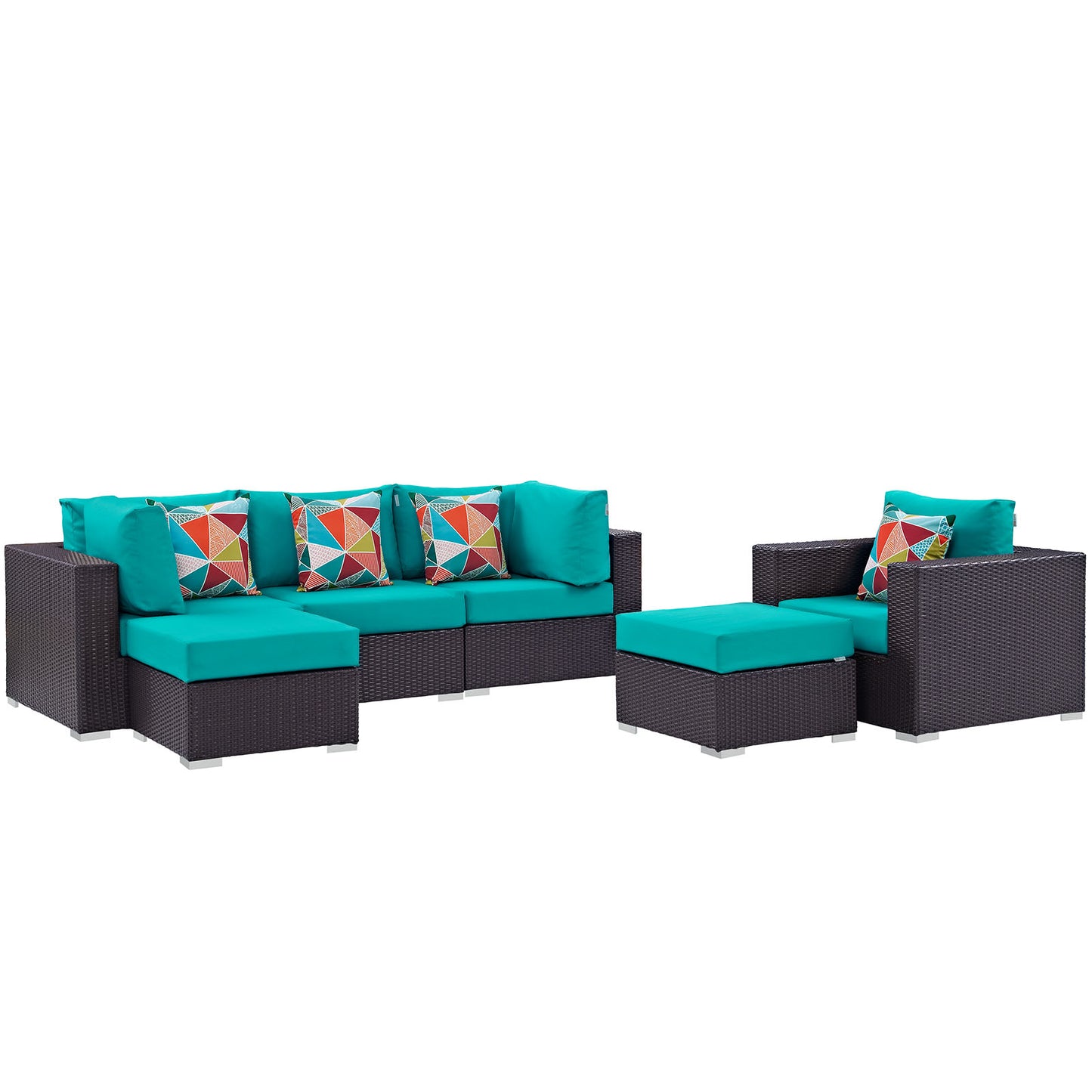 Modway Convene 6 Piece Outdoor Patio Sectional Set | Outdoor Sofas, Loveseats & Sectionals | Modishstore-16