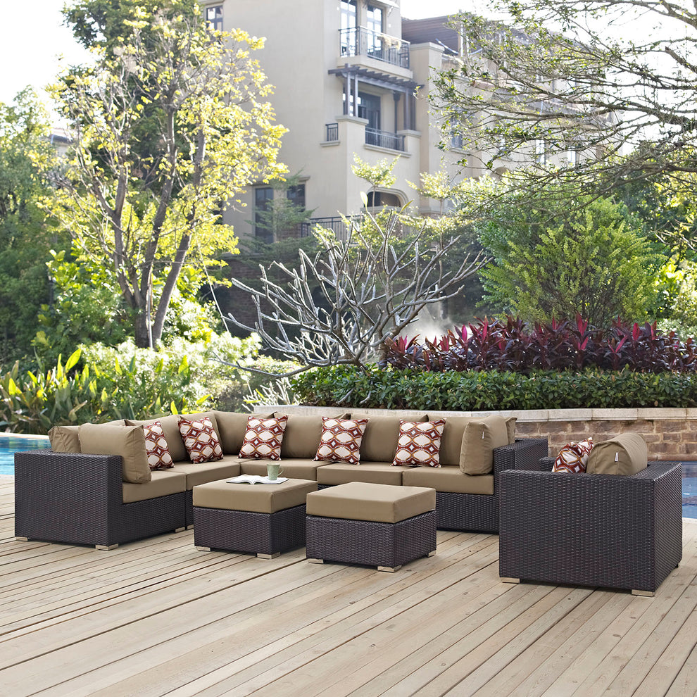 Convene 9 Piece Outdoor Patio Sectional Set By Modway - EEI-2373 | Outdoor Sofas, Loveseats & Sectionals | Modishstore - 7