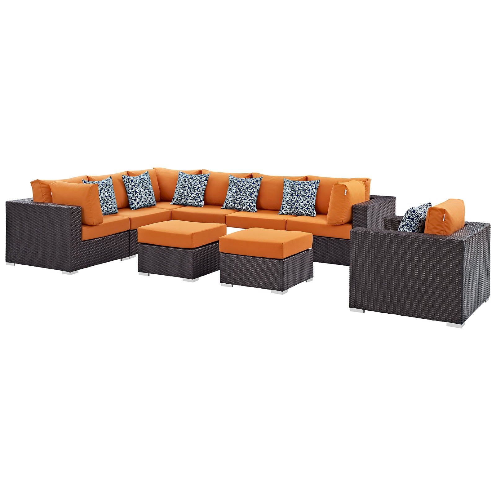 Convene 9 Piece Outdoor Patio Sectional Set By Modway - EEI-2373 | Outdoor Sofas, Loveseats & Sectionals | Modishstore - 14