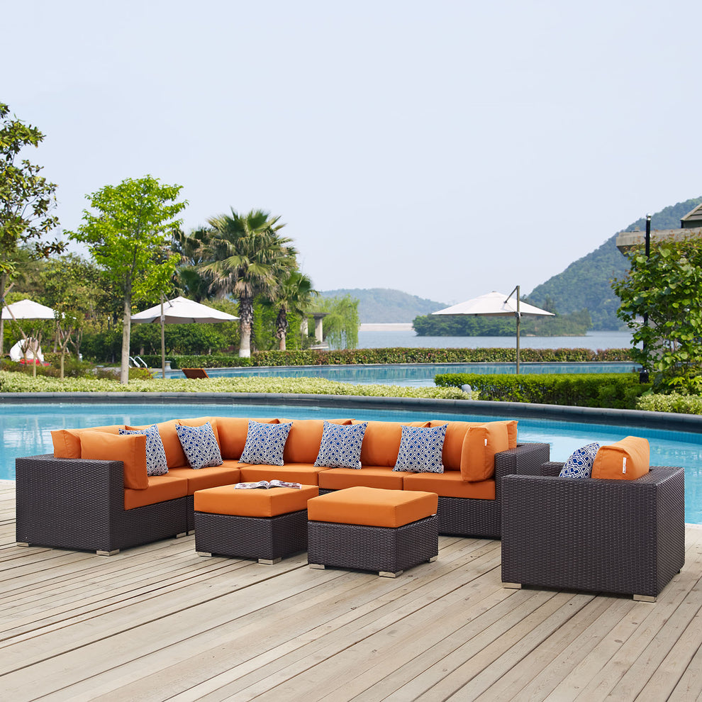 Convene 9 Piece Outdoor Patio Sectional Set By Modway - EEI-2373 | Outdoor Sofas, Loveseats & Sectionals | Modishstore - 13
