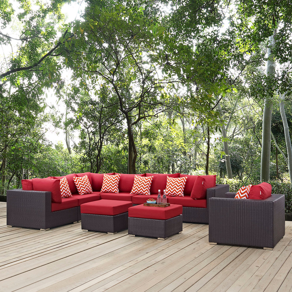 Convene 9 Piece Outdoor Patio Sectional Set By Modway - EEI-2373 | Outdoor Sofas, Loveseats & Sectionals | Modishstore - 19