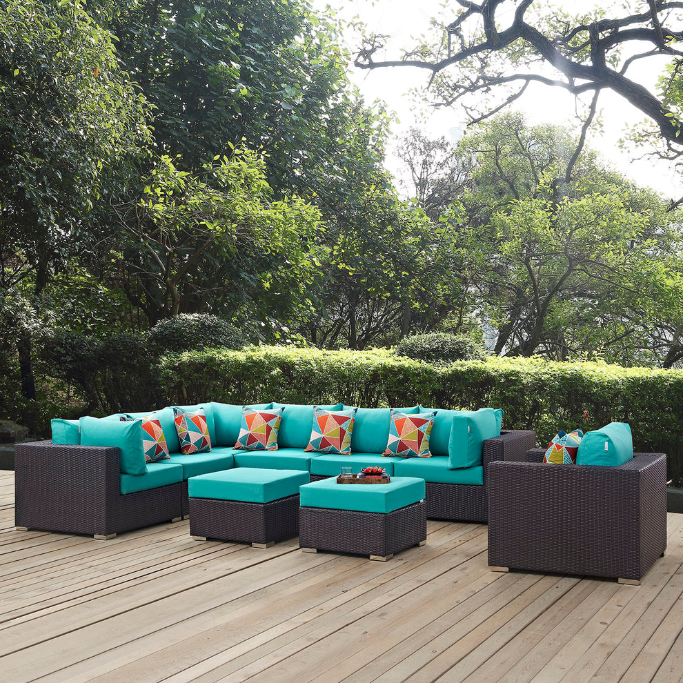 Convene 9 Piece Outdoor Patio Sectional Set By Modway - EEI-2373 | Outdoor Sofas, Loveseats & Sectionals | Modishstore - 25