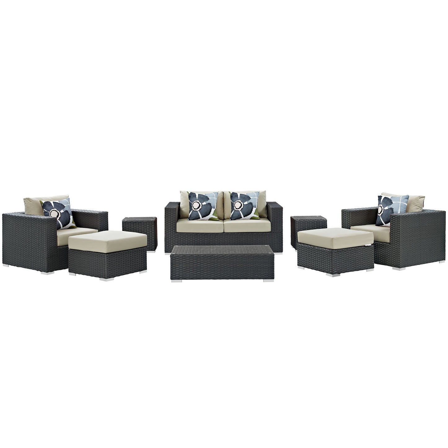 Modway Sojourn 8 Piece Outdoor Patio Sunbrella Sectional Set | Outdoor Sofas, Loveseats & Sectionals | Modishstore-24