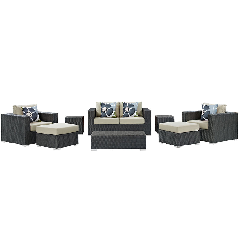 Modway Sojourn 8 Piece Outdoor Patio Sunbrella Sectional Set | Outdoor Sofas, Loveseats & Sectionals | Modishstore-24