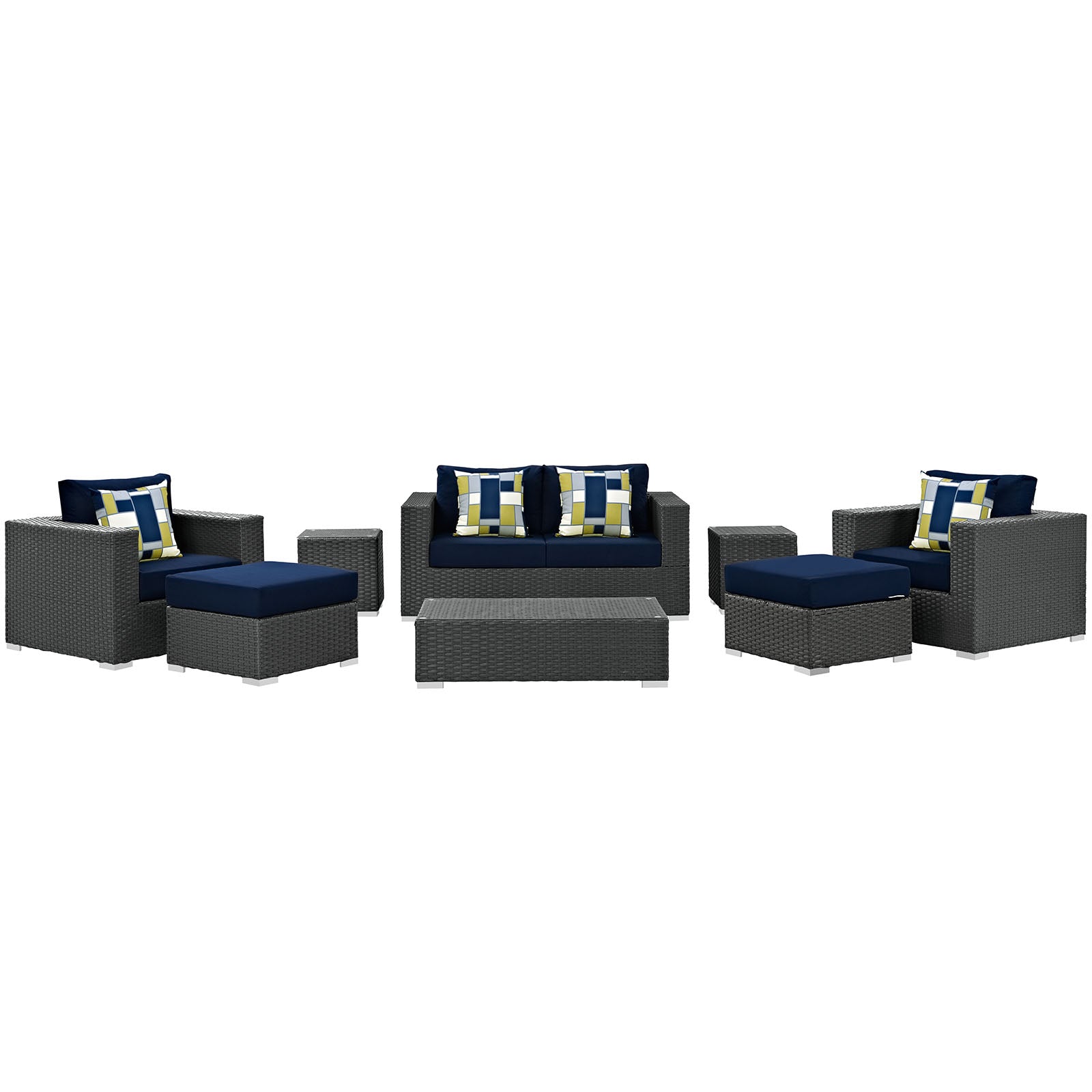 Modway Sojourn 8 Piece Outdoor Patio Sunbrella Sectional Set | Outdoor Sofas, Loveseats & Sectionals | Modishstore-23