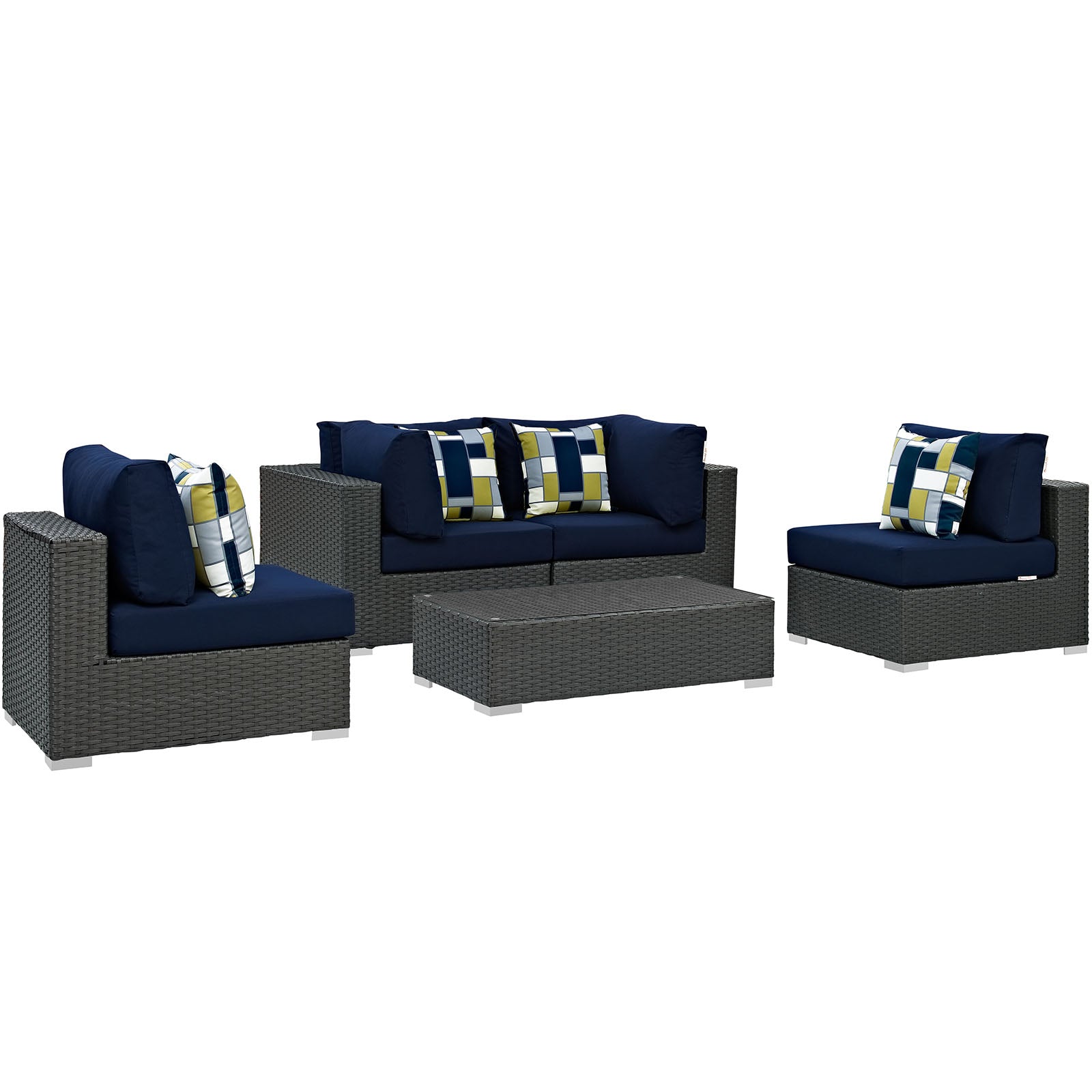 Sojourn 5 Piece Outdoor Patio Sunbrella Sectional Set by Modway | Outdoor Sofas, Loveseats & Sectionals | Modishstore-14