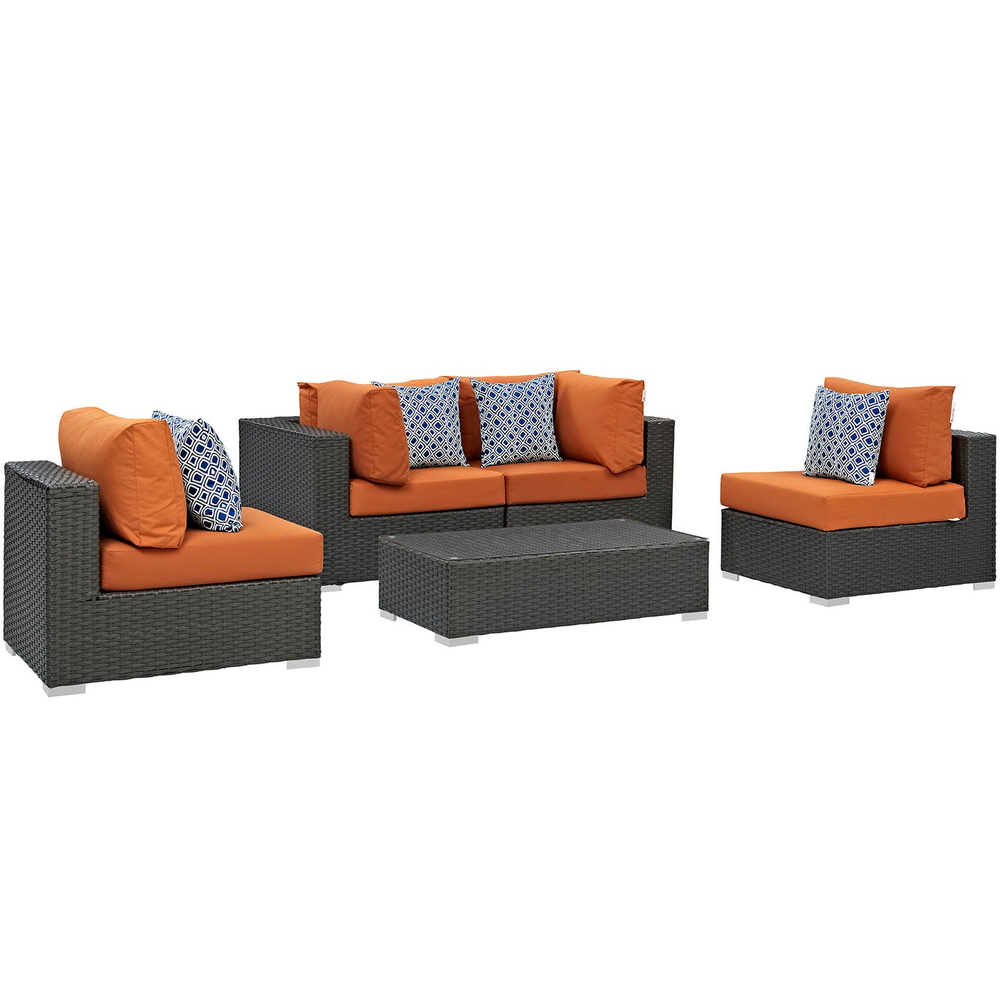 Sojourn 5 Piece Outdoor Patio Sunbrella Sectional Set by Modway | Outdoor Sofas, Loveseats & Sectionals | Modishstore-13
