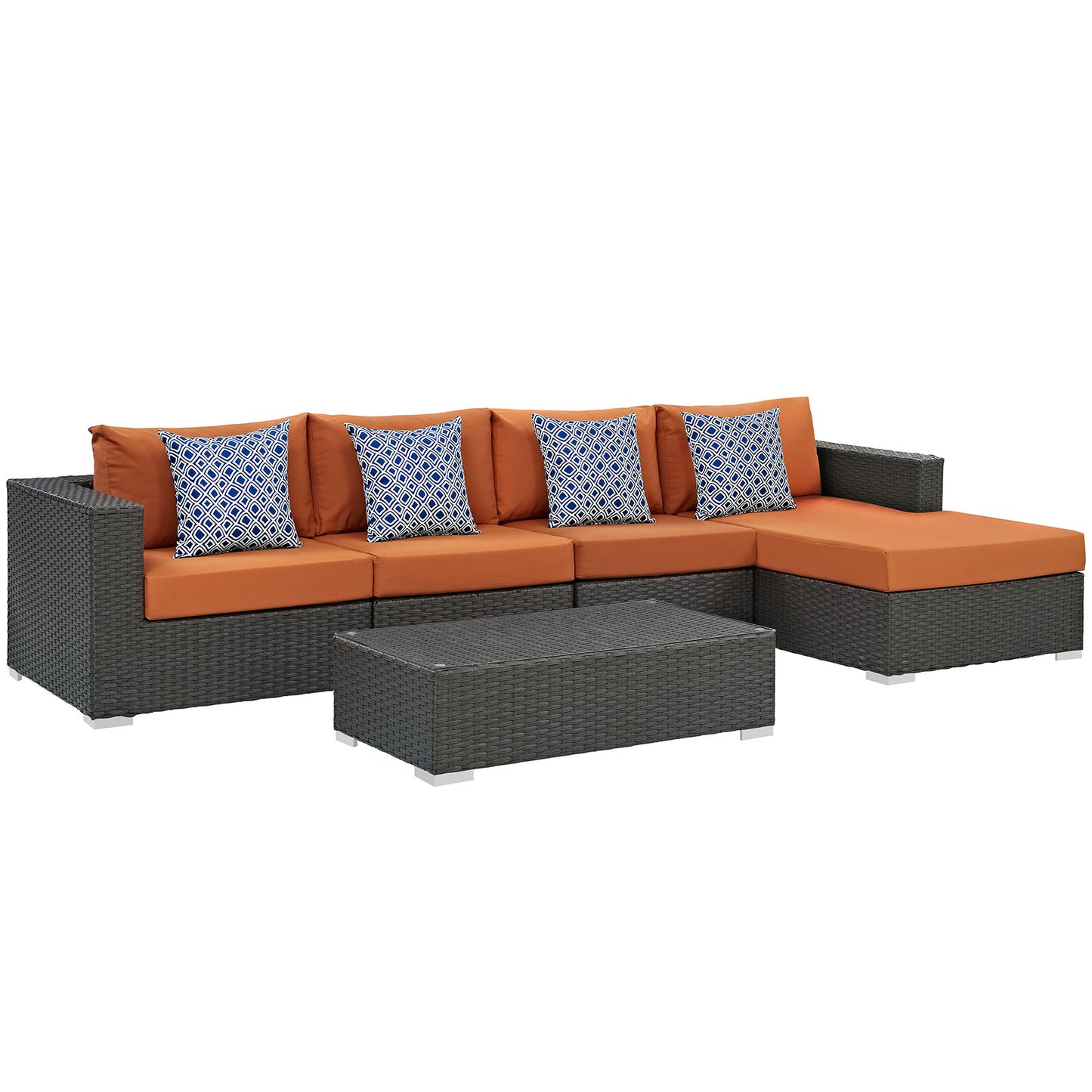 Sojourn 5 Piece Outdoor Patio Sunbrella® Sectional Set By Modway - EEI-2382 | Outdoor Sofas, Loveseats & Sectionals | Modishstore - 2