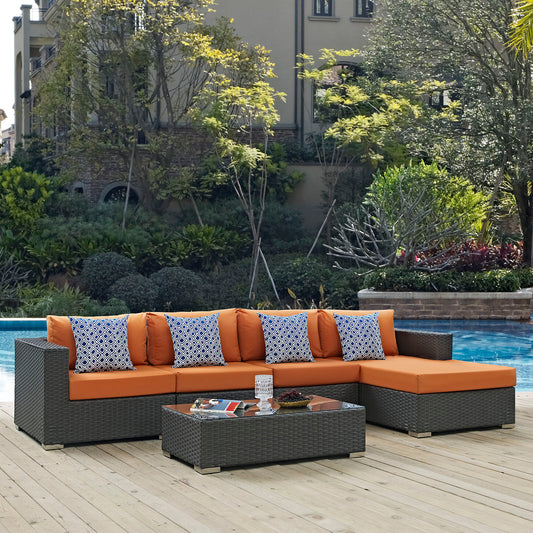 Sojourn 5 Piece Outdoor Patio Sunbrella® Sectional Set By Modway - EEI-2382 | Outdoor Sofas, Loveseats & Sectionals | Modishstore