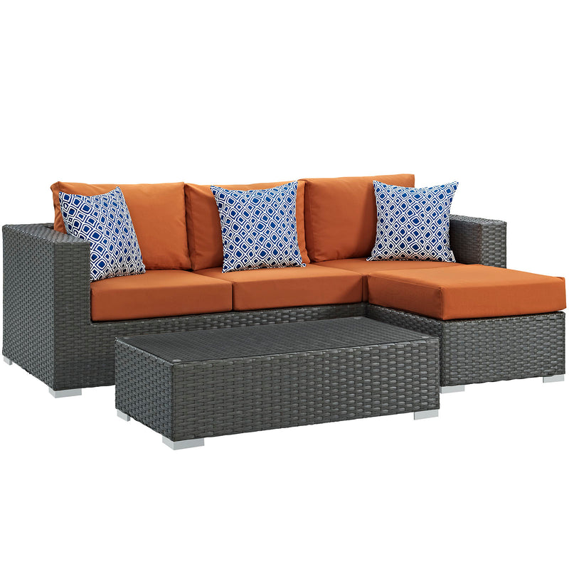 Modway Sojourn 3 Piece Outdoor Patio Sunbrella Sectional Set - EEI-2384 - EEI-2384 | Outdoor Sofas, Loveseats & Sectionals | Modishstore - 1