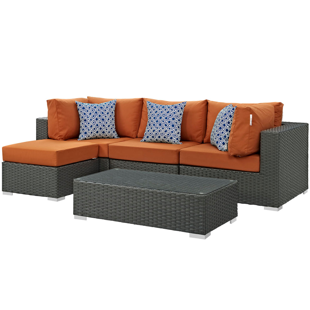 Sojourn 5 Piece Sunbrella Outdoor Patio Sectional Set by Modway - EEI-2385 | Outdoor Sofas, Loveseats & Sectionals | Modishstore - 1