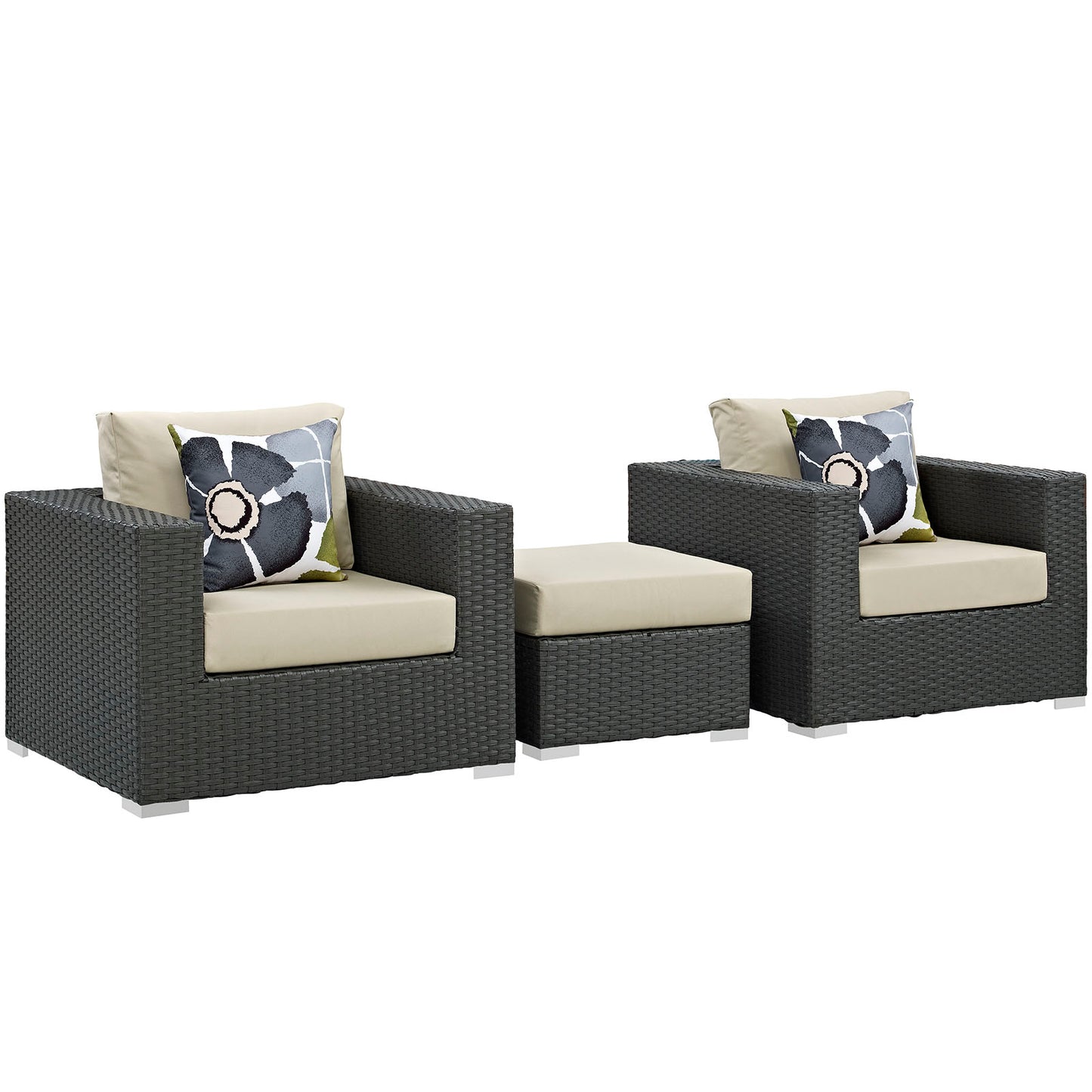 Modway Sojourn 3 Piece Outdoor Patio Sunbrella Sectional Set - EEI-2386 - EEI-2386 | Outdoor Sofas, Loveseats & Sectionals | Modishstore - 3