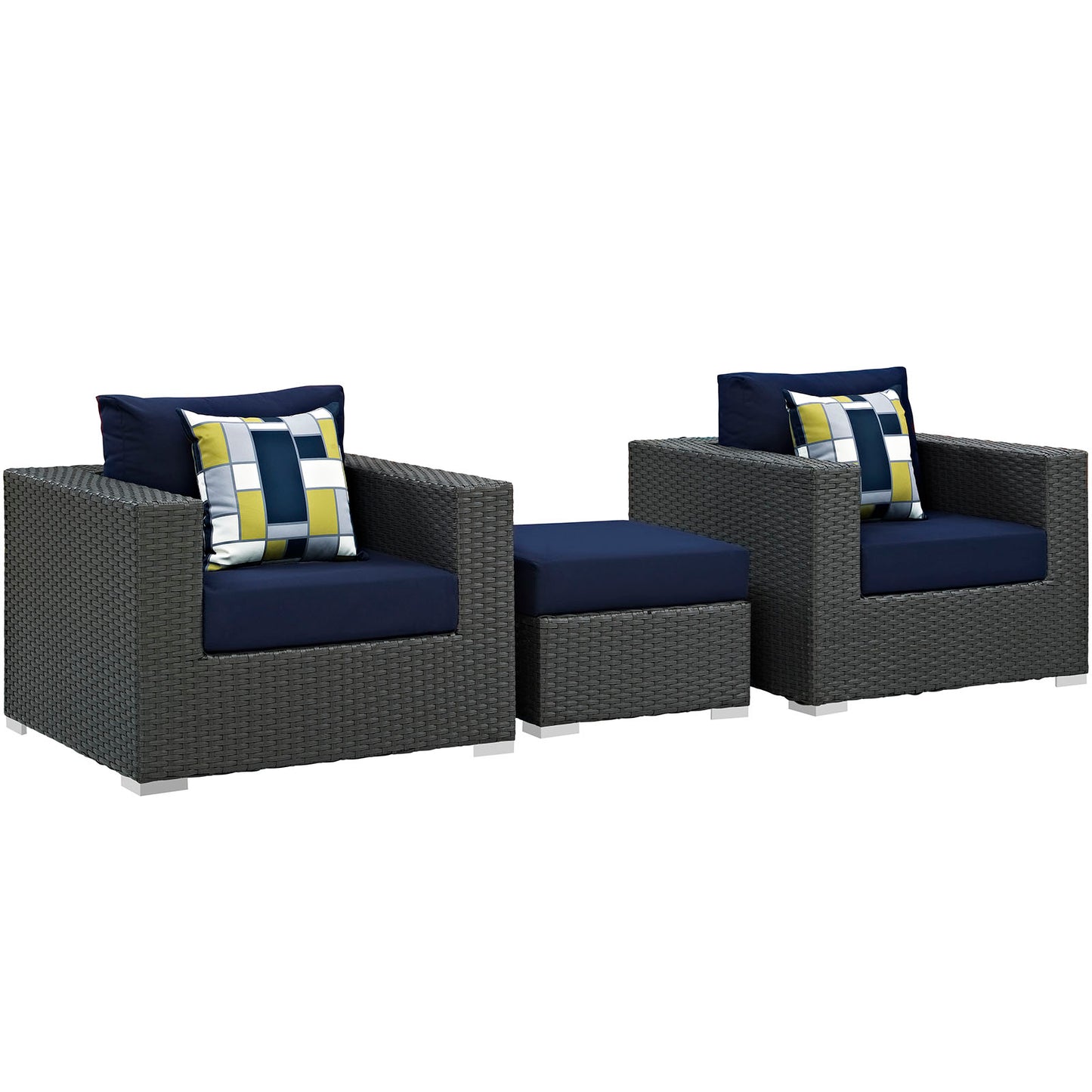 Modway Sojourn 3 Piece Outdoor Patio Sunbrella Sectional Set - EEI-2386 - EEI-2386 | Outdoor Sofas, Loveseats & Sectionals | Modishstore - 2