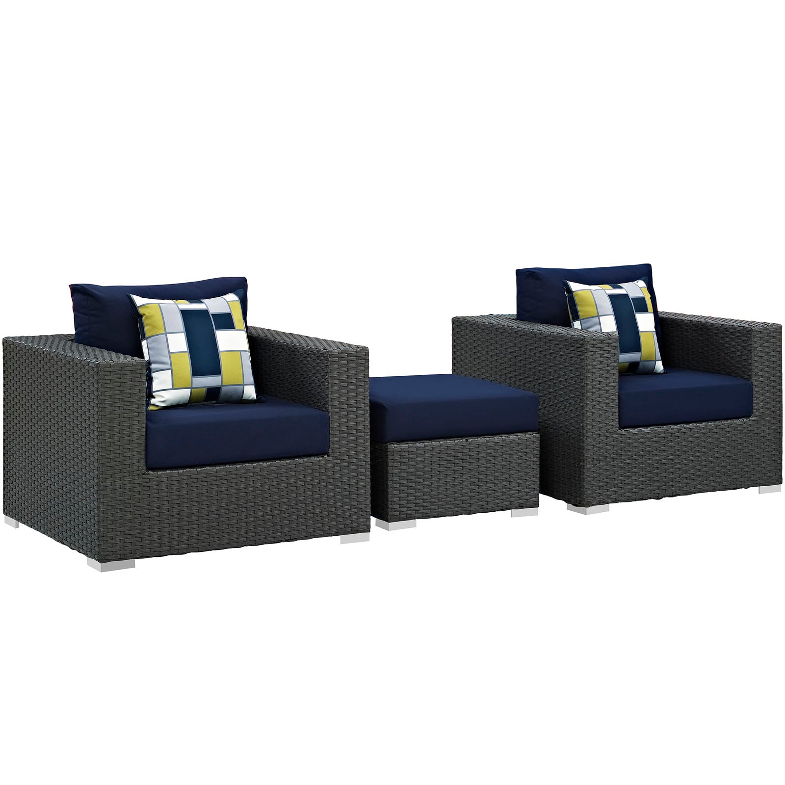 Modway Sojourn 3 Piece Outdoor Patio Sunbrella Sectional Set - EEI-2386 - EEI-2386 | Outdoor Sofas, Loveseats & Sectionals | Modishstore - 2