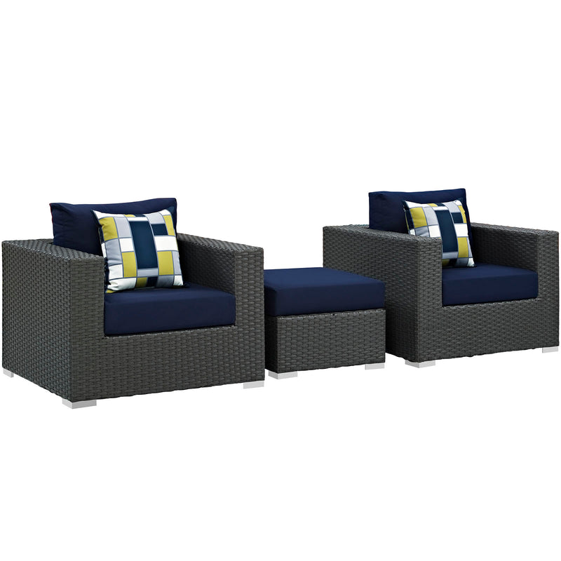 Modway Sojourn 3 Piece Outdoor Patio Sunbrella Sectional Set - EEI-2386 - EEI-2386 | Outdoor Sofas, Loveseats & Sectionals | Modishstore - 2