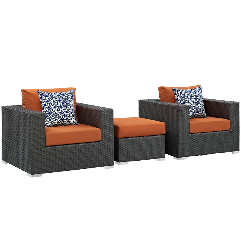 Modway Sojourn 3 Piece Outdoor Patio Sunbrella Sectional Set - EEI-2386 - EEI-2386 | Outdoor Sofas, Loveseats & Sectionals | Modishstore - 1