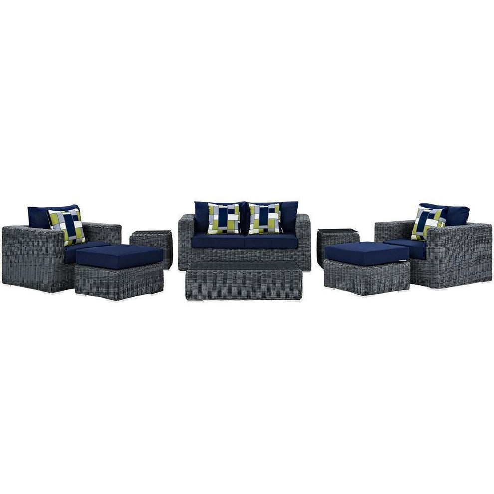 Modway Summon 8 Piece Outdoor Patio Sunbrella Sectional Set - EEI-2389 | Outdoor Sofas, Loveseats & Sectionals | Modishstore - 2