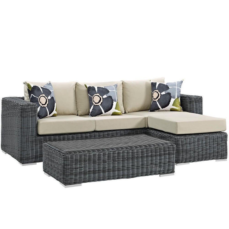 Modway Summon 3 Piece Outdoor Patio Sunbrella Sectional Set - EEI-2397 - EEI-2397 | Outdoor Sofas, Loveseats & Sectionals | Modishstore - 6