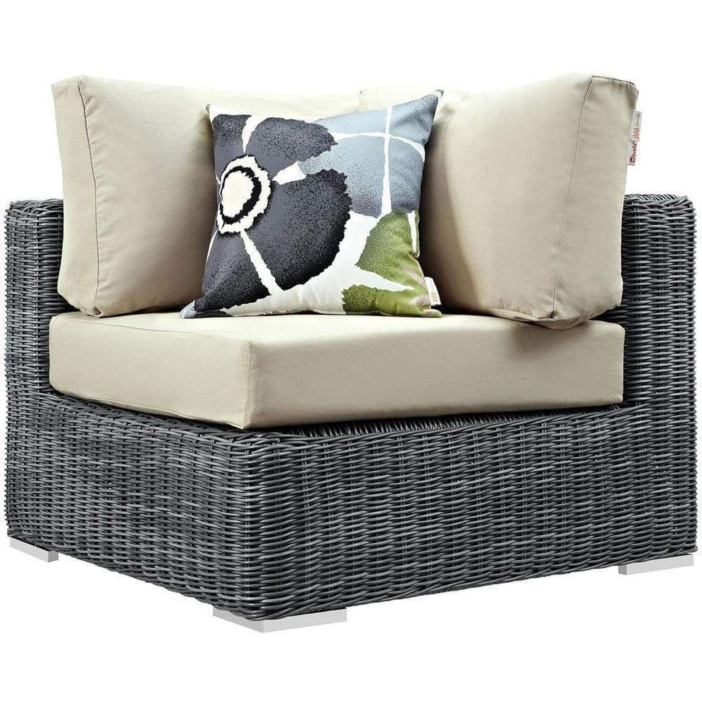 Modway Summon 5 Piece Outdoor Patio Sunbrella Sectional Set - EEI-2398 - EEI-2398 | Outdoor Sofas, Loveseats & Sectionals | Modishstore - 2