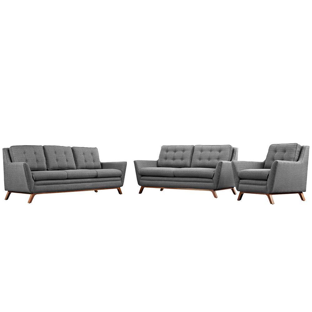 Modway Beguile Living Room Set Upholstered Fabric - Set of 3 | Sofas | Modishstore-14
