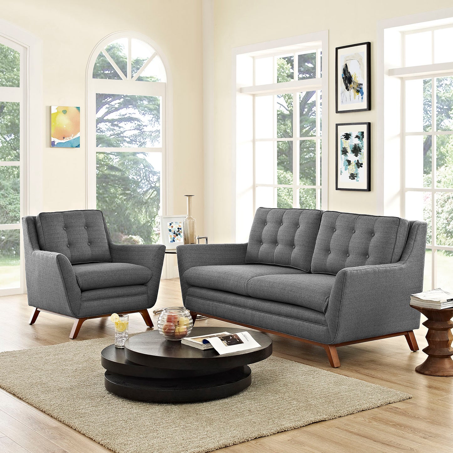 Beguile Living Room Set Upholstered Fabric Set Of 2 By Modway - EEI-2432 | Sofas | Modishstore - 12