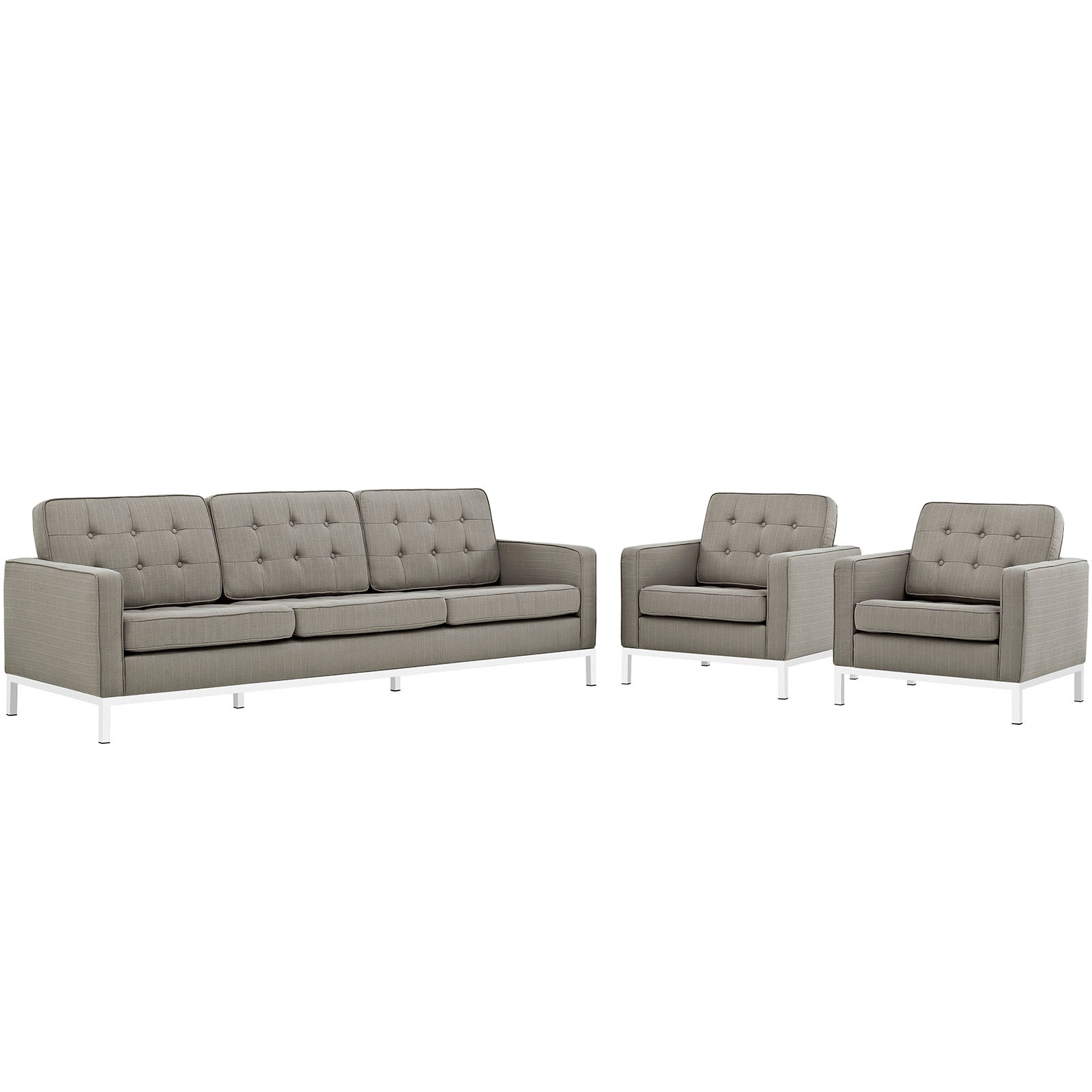 Loft 3 Piece Upholstered Fabric Sofa and Armchair Set By Modway - EEI-2439 | Armchairs | Modishstore - 2