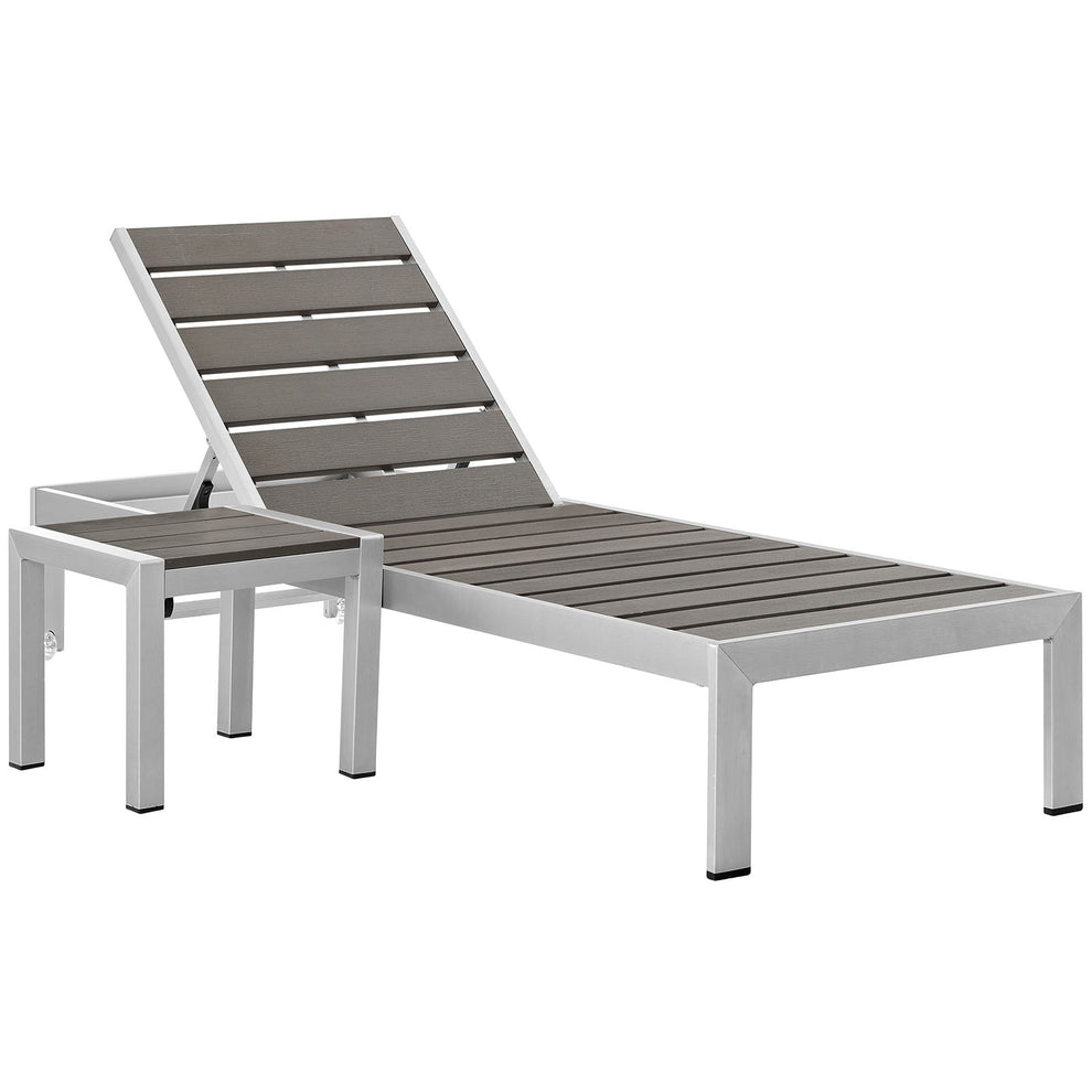 Modway Shore 2 Piece Outdoor Patio Aluminum Set - Silver Gray - EEI-2465 | Outdoor Recliners & Lounge Chairs | Modishstore - 2