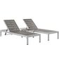 Modway EEI-2466 Shore 3 Piece Outdoor Patio Aluminum Set - Silver Gray | Outdoor Recliners & Lounge Chairs | Modishstore-2