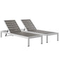 Modway EEI-2467 Shore Set of 2 Outdoor Patio Aluminum Chaise - Silver Gray - EEI-2467 | Outdoor Recliners & Lounge Chairs | Modishstore - 2