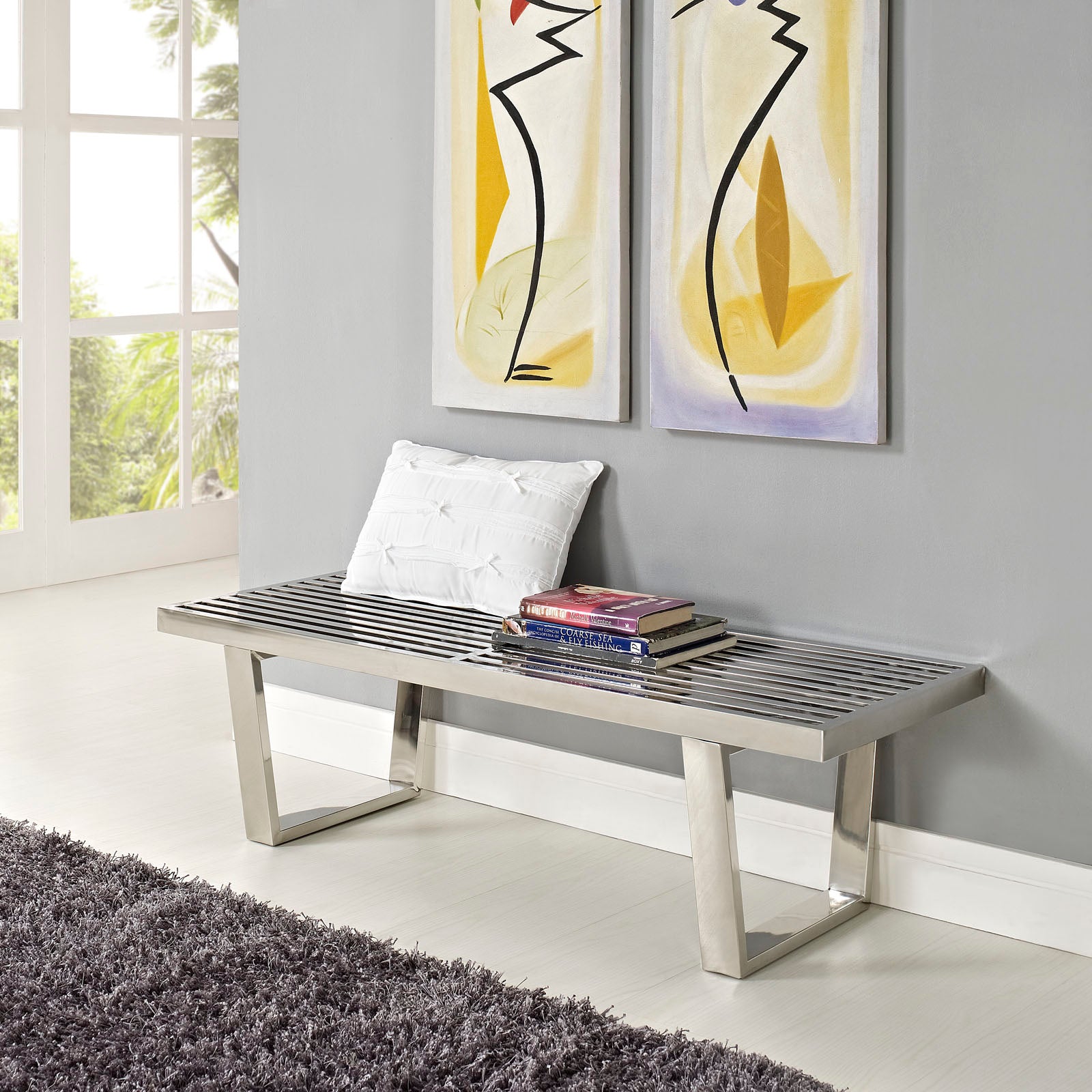 Sauna 4' Stainless Steel Bench By Modway - EEI-247 | Benches | Modishstore - 1