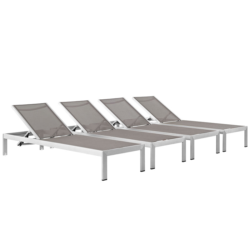 Modway Shore Set of 4 Outdoor Patio Aluminum Chaise - EEI-2473 - EEI-2473 | Outdoor Recliners & Lounge Chairs | Modishstore - 2