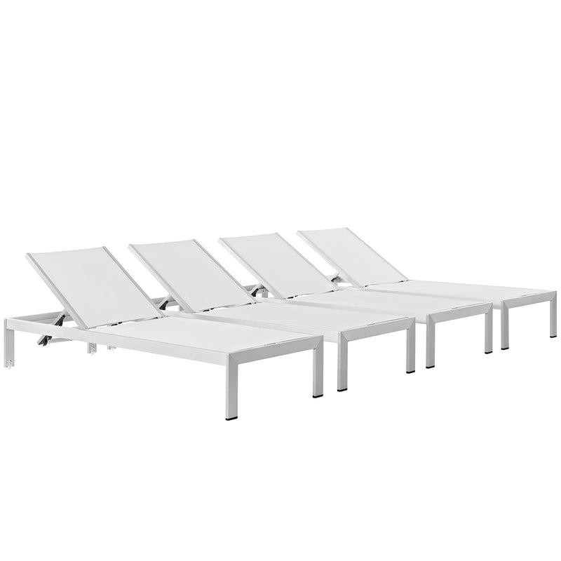 Modway Shore Set of 4 Outdoor Patio Aluminum Chaise - EEI-2473 | Outdoor Recliners & Lounge Chairs | Modishstore-15