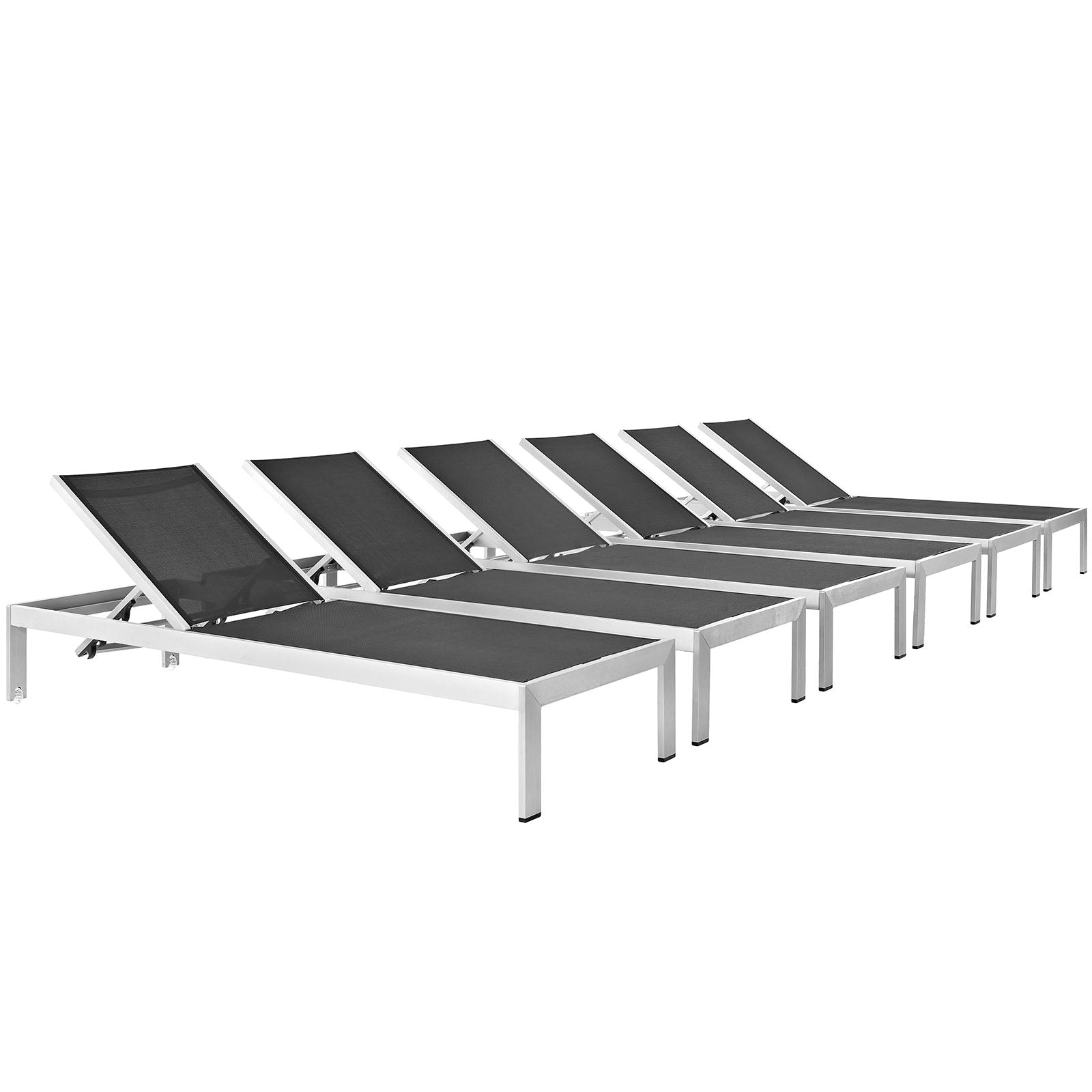Modway Shore Set of 6 Outdoor Patio Aluminum Chaise - EEI-2474 - EEI-2474 | Outdoor Recliners & Lounge Chairs | Modishstore - 3