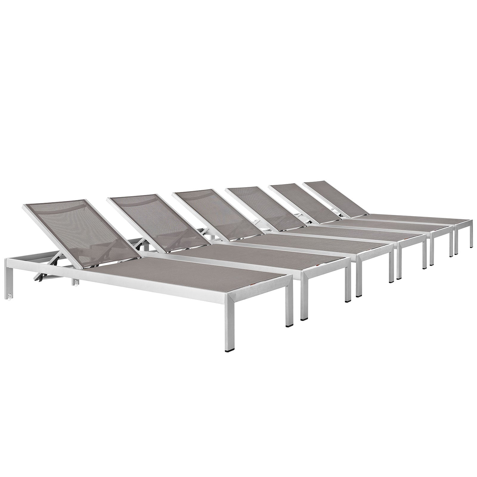 Modway Shore Set of 6 Outdoor Patio Aluminum Chaise - EEI-2474 - EEI-2474 | Outdoor Recliners & Lounge Chairs | Modishstore - 2